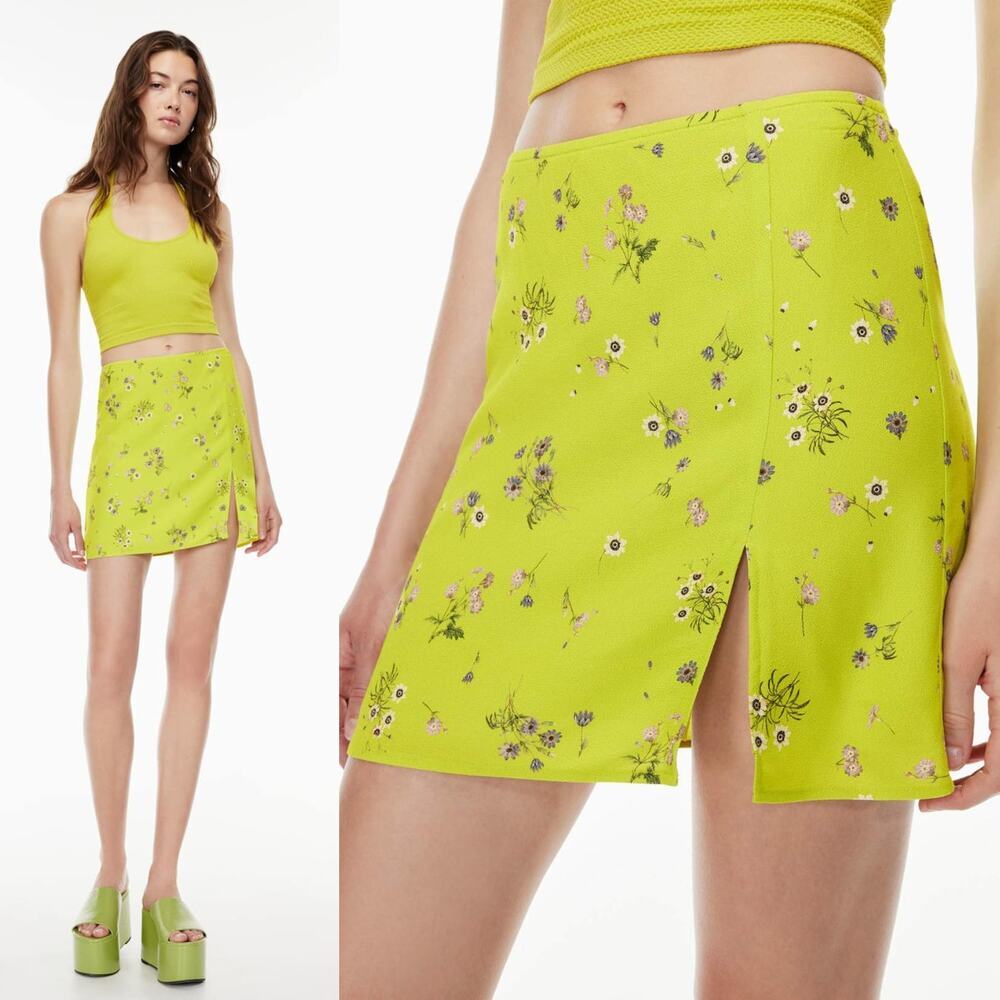 SUNDAY BEST Aritzia Tatiana Skirt Size 0 Pear Green / Purple Taupe